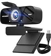 TRAUSI 1080P Webcam with Active Light Correction, Privacy Cover